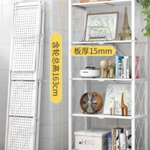 5-tier foldable movable metallic storage rack