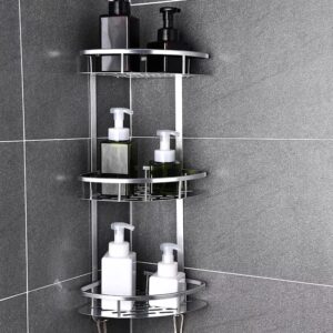3 layer space aluminum bathroom corner shelf