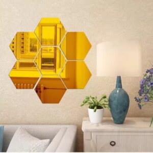 12PCS removable acrylic hexagonal mirror